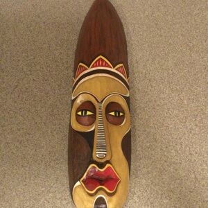 Handcrafted Wood Tribal Mask Wall Art
